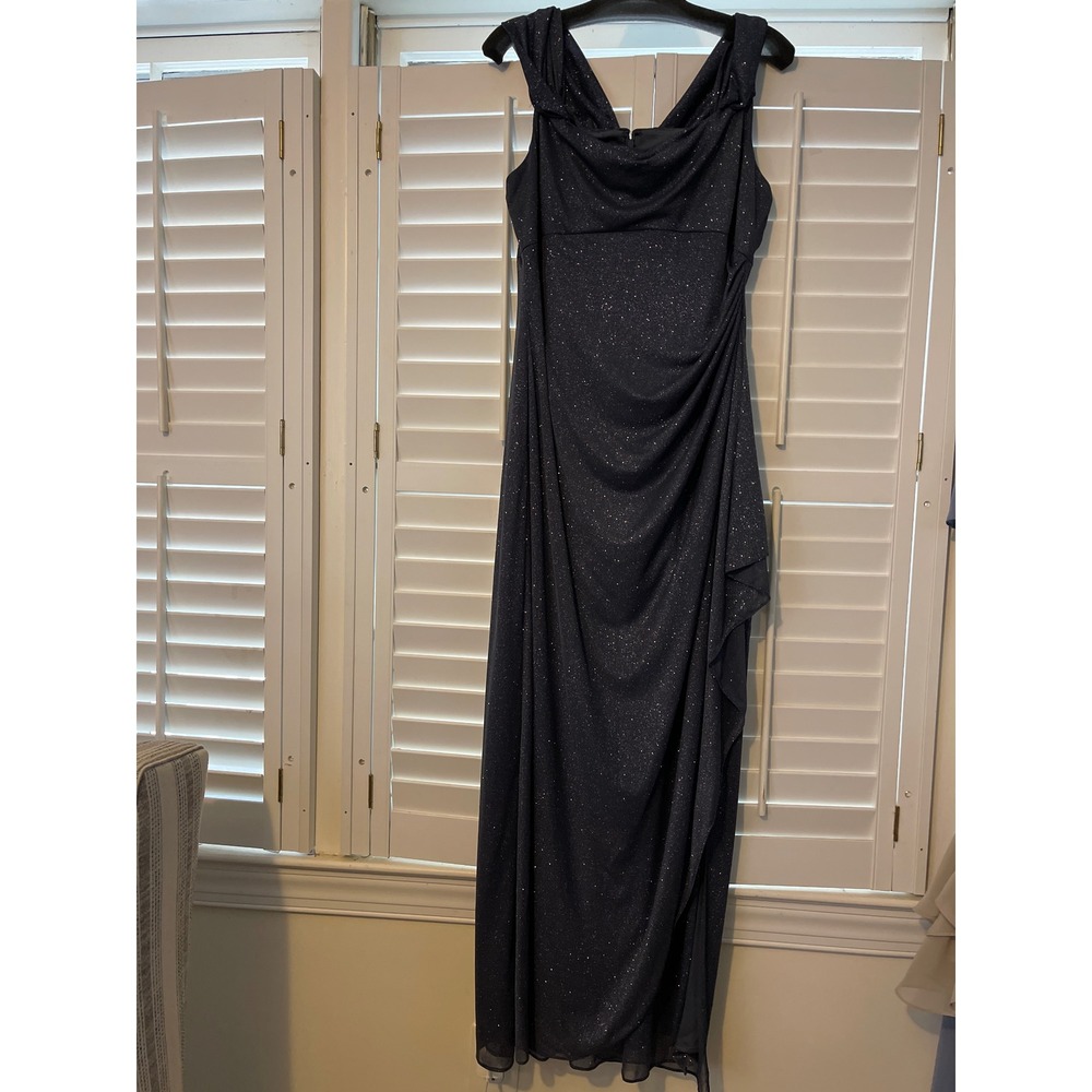 Alex Evenings Gray shimmer glitter evening dress size 14